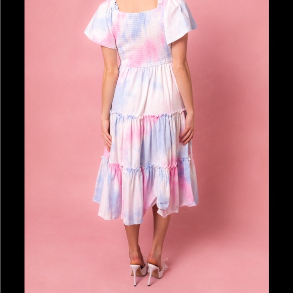 Ivy City Co Pink and Blue Midi Dress - Picture 4 of 9